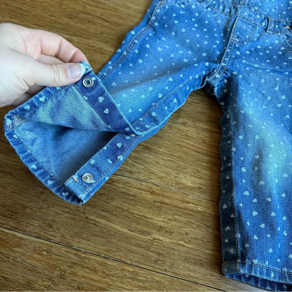 OSHKOSH B'GOSH Blue Denim Heart Polka Dot Kids 18‎ Month Overalls
